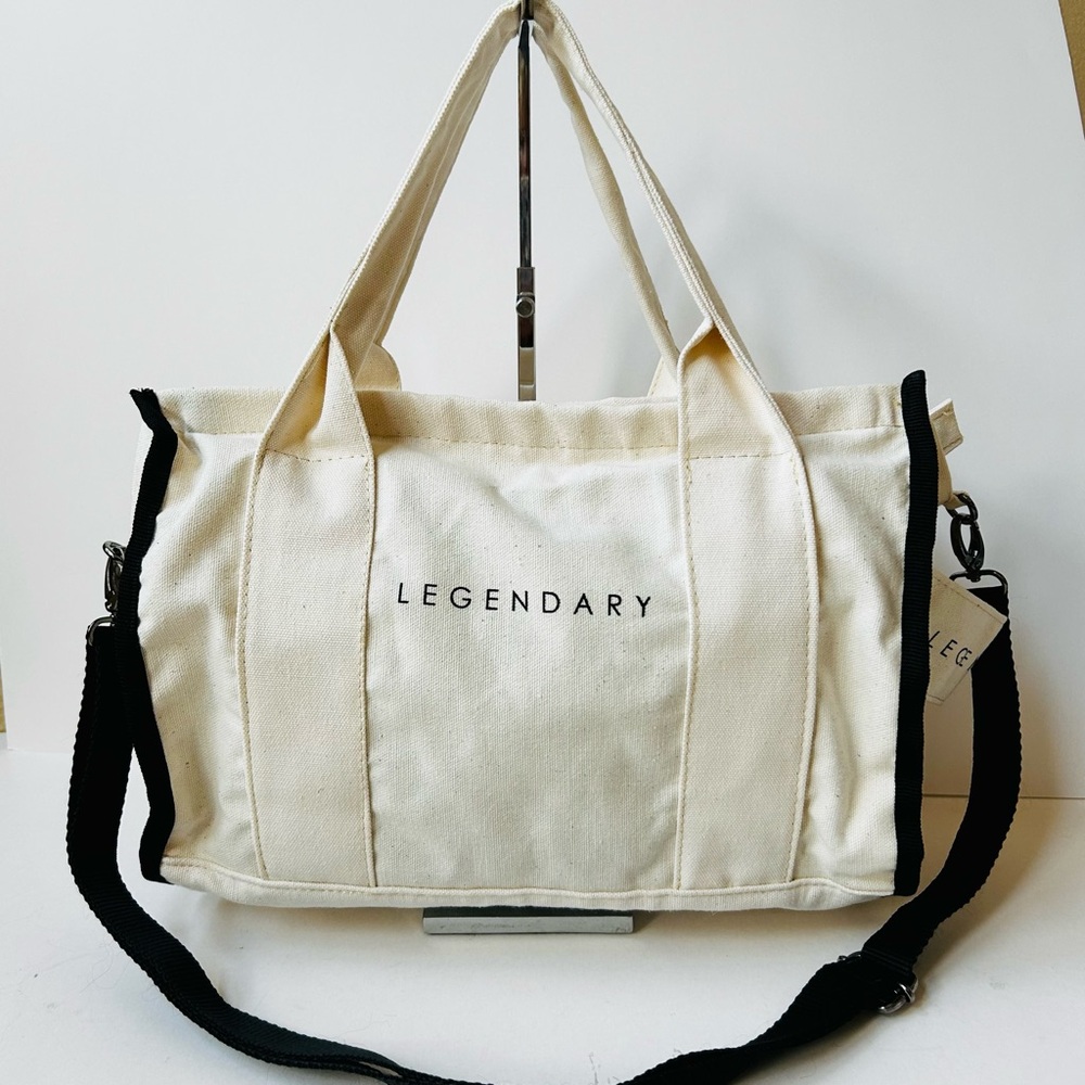 Legendary Canvas Cream and Black Unisex Tote Bag New